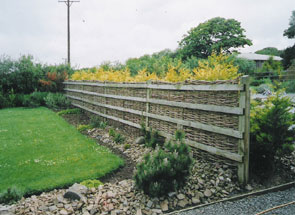 An example of hurdles used to create a garden fence